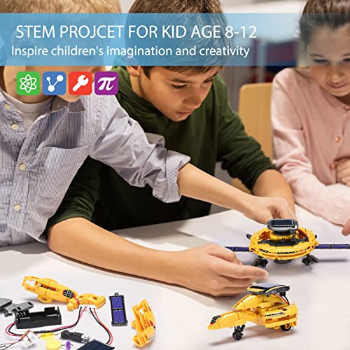 Science Kits for Kids Age 8-12, 6 in 1 Space Solar Robot Kit STEM Projects Build Your Own Robot with Solar Panel & Battery Power, Christmas Birthday Idea Gifts Toy for 9 10 11 12 Years Old Boy ,Girls