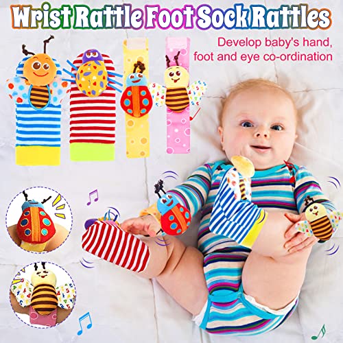 Baby Rattles 0-6 Months - 14 Pcs Baby Rattle Toys Set Infant Toys for 0-3 Months Baby Toys 3-6 Months Newborn Toys with Teething and Wrist Socks Rattle for 0 1 2 3 4 5 6 7 10 12 Month Babies Boy Girl