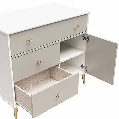 Little Seeds Valentina Asymmetrical Convertible Dresser, White/Taupe