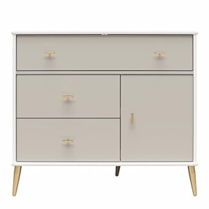 Little Seeds Valentina Asymmetrical Convertible Dresser, White/Taupe