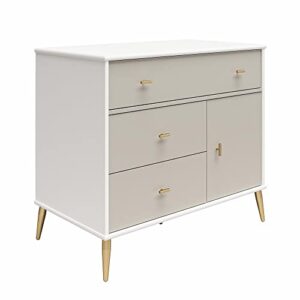 Little Seeds Valentina Asymmetrical Convertible Dresser, White/Taupe