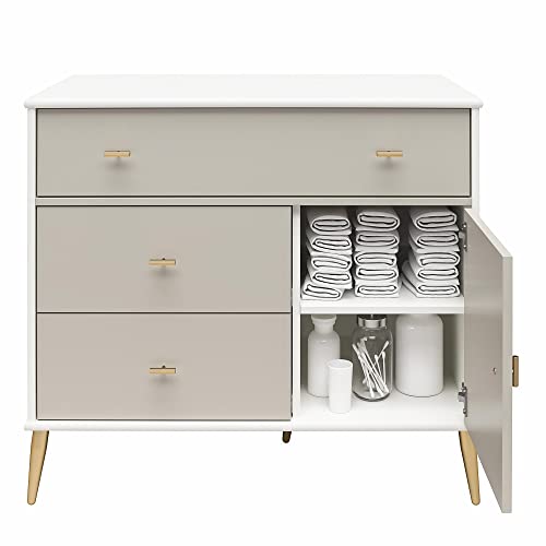 Little Seeds Valentina Asymmetrical Convertible Dresser, White/Taupe