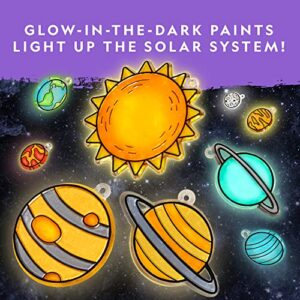 NATIONAL GEOGRAPHIC Kids Window Art Kit - Stained Glass Solar System Arts & Crafts Kit with Glow in The Dark Planets, Use as Window Suncatchers, Hanging Decor from Ceiling, Mobile, Space Room Décor