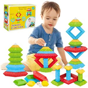 montessori toys for 2 3 4 5 year old boy girl, 30 pcs pyramid stacking building blocks for toddlers 1-3 age 1-2 2-4 kids stem stackable sensory educational toy fine motor classroom manipulative gift