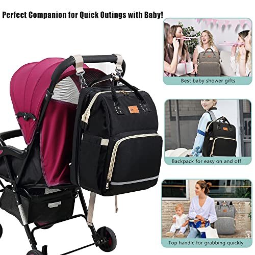 Baby Diaper Bag Backpack with Changing Station - Waterproof, Large 30L Capacity for Boy, Girl, Mom, Dad - Travel Baby Bag with Stroller Straps, Insulated Pockets - 16.5x9.4x14" - Baby Shower Gifts