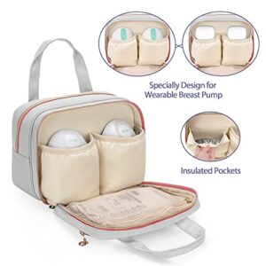 Damero Wearable Breast Pump Bag Compatible with Elvie and Willow Breast Pump, Carrying Bag for Wearable Breast Pump, Bottles, Pump Parts and Ice Pack, Patent Design