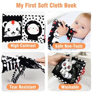 FUNNYB&G Black and White Baby Toys - High Contrast Baby Soft Book Baby Brain Development Crib Toys Carseat Toys Infant Tummy Time Mirror Toys for 0 3 6 9 12 Month Baby Birthday Gift Newborn Gift