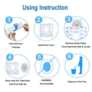 20 Pack Toilet Seat Covers Disposable, Extra Large Disposable Toilet Seat Covers for Adults, Individually Wrapped Potty Training Liners with Non-Slip Adhesives for Kids in Home, Restrooms&Travel -Blue