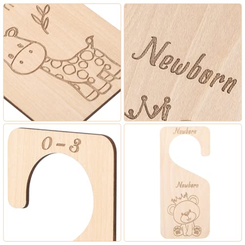 ShiningLove Wooden Baby Closet Dividers 7PCS Double Side Baby Clothes Closet Organizer Hangers from Newborn to 24 Months for Nursery Decor Newborn Essentials Nursery Closet Dividers Girl or Boy