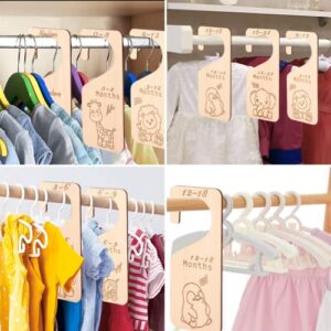 ShiningLove Wooden Baby Closet Dividers 7PCS Double Side Baby Clothes Closet Organizer Hangers from Newborn to 24 Months for Nursery Decor Newborn Essentials Nursery Closet Dividers Girl or Boy