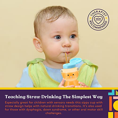 Special Supplies Honey Bear Straw Cup For Babies, 4-Pack, Fun Animal-Shaped Baby Led Weaning Training Drink for Straw Training and Weaning