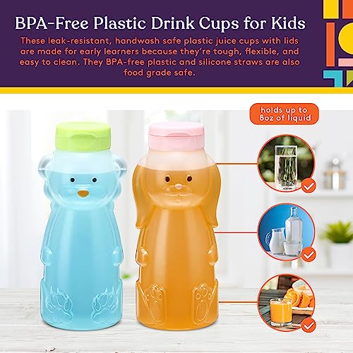 Special Supplies Honey Bear Straw Cup For Babies, 4-Pack, Fun Animal-Shaped Baby Led Weaning Training Drink for Straw Training and Weaning