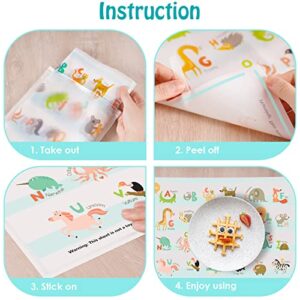 Disposable Placemats for Baby 40 Pack Stick-On Baby Placemat Alphabet ABC Animal Kids Table Mat for Restaurants Dining Table Travel Essentials for Toddlers