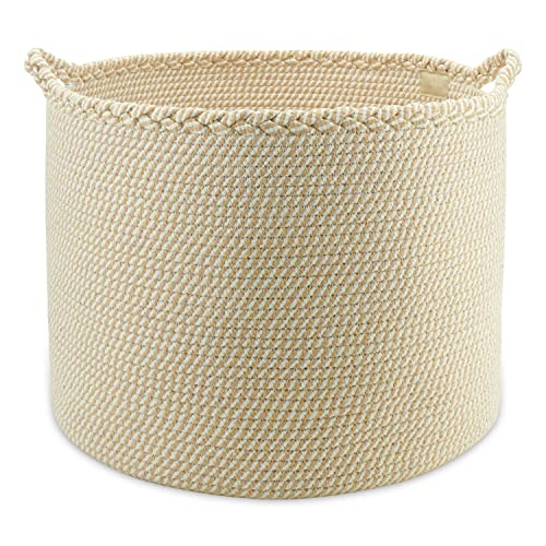 NUMONQ Extra Large Cotton Woven Basket 20''x20''x14'' Organize Laundry Baby Blankets Pillows Toys Nursery Hamper with Handles (Beige), XXL