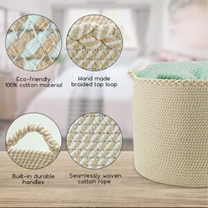 NUMONQ Extra Large Cotton Woven Basket 20''x20''x14'' Organize Laundry Baby Blankets Pillows Toys Nursery Hamper with Handles (Beige), XXL