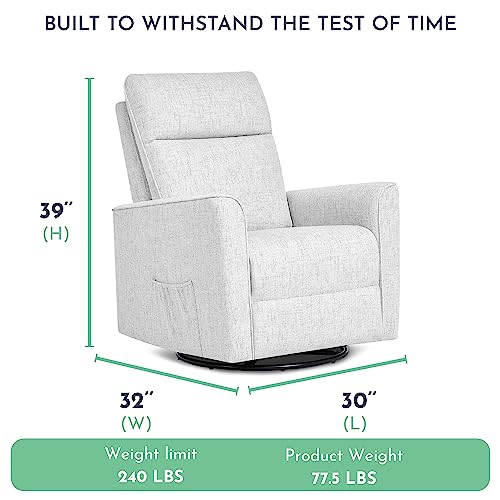 Evolur Aria Upholstered Plush Seating Swivel with Ottoman Greenguard Gold Certified Glider Chair for Modern Nursery, with Side Pockets, Tool-Free Assembly, Easy to Clean, Fog Grey