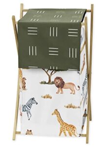 sweet jojo designs jungle animals baby kid clothes laundry hamper dark hunter green yellow grey rust orange black white wildlife safari animal gray elephant giraffe lion monkey leopard cheetah zebra