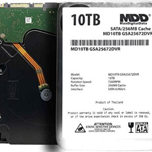 MDD 10TB 7200 RPM 256MB Cache SATA 6.0Gb/s 3.5inch Internal Hard Drive for Surveillance Storage (MD10TGSA25672DVR) - 3 Years Warranty