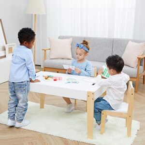 Fantasy Fields 3 Piece Way, White Play 2 Chairs Set with Storage and Convertible Chalkboard Table Top