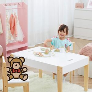 Fantasy Fields 3 Piece Way, White Play 2 Chairs Set with Storage and Convertible Chalkboard Table Top