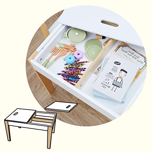 Fantasy Fields 3 Piece Way, White Play 2 Chairs Set with Storage and Convertible Chalkboard Table Top