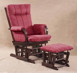 artiva usa marsala super soft microfiber cushion cherry wood glider chair and ottoman set,
