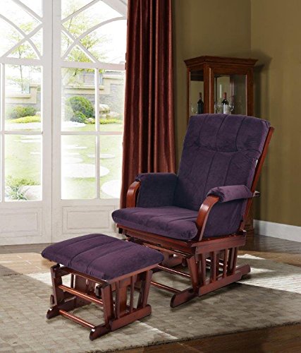 Artiva USA Home Deluxe Microfiber Cherry Wood Glider and Ottoman Set