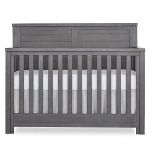 Evolur Belmar Double Dresser in Rustic Grey, 54x20.25x33 Inch (Pack of 1) & Belmar Flat 5-in-1 Convertible Crib in Rustic Grey, Greenguard Gold Certified