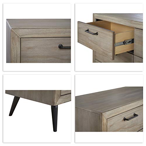 Evolur Stilnovo Mid Century Double-Dresser, Windsor Oak Grey, 52x18x35 Inch (Pack of 1) & Stilnovo Mid Century 4-in-1 Convertible Crib in Windsor Oak Grey, 56x30.25x47 Inch (Pack of 1)