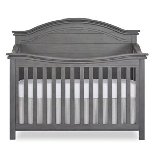 Evolur Belmar Double Dresser in Rustic Grey, 54x20.25x33 Inch (Pack of 1) & Belmar Curve 5-in-1 Convertible Crib in Rustic Grey