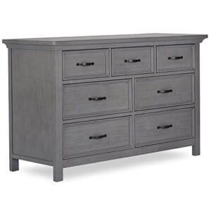 Evolur Belmar Double Dresser in Rustic Grey, 54x20.25x33 Inch (Pack of 1) & Belmar Curve 5-in-1 Convertible Crib in Rustic Grey