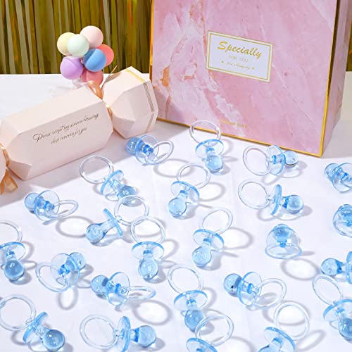 50 Pieces 2.75 Inch Baby Pacifier Baby Shower Plastic Pacifier for Baby Shower Pacifier, Baby Shower Gender Show Party Decoration DIY Baby Shower Birthday Party Gift (Blue)