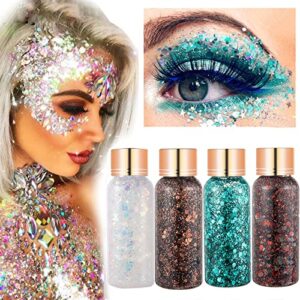 1PCS Sparkling Liquid 30ml Cosmetic Long Glitter Chunky Nails Hair Body Gel Glitter Eyeshadow Sequins Lasting Glitter Festival Makeup Face Mermaid Store Front Play Set (D, One Size)