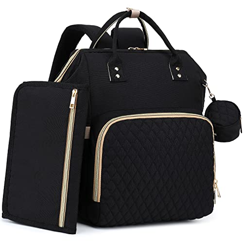 Baby Diaper Bag Backpack with Changing Pad, Pacifier Case - Black Diaper Bags for Girl Boy Newborn Unisex Infant Toddler - Baby Travel Bag for Mom Dad - Registry Baby Shower Gifts, 30L Large Capacity