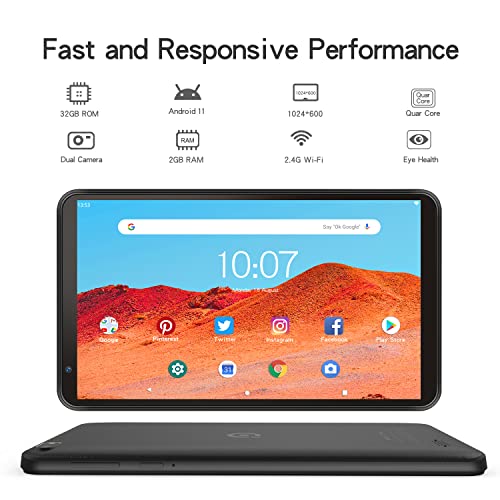 PRITOM 7 inch Tablet 32 GB -Android 11 Tablet PC with Quad Core Processor, HD IPS Display, Dual Camera, WiFi, Bluetooth, Tablet with Case, 2022