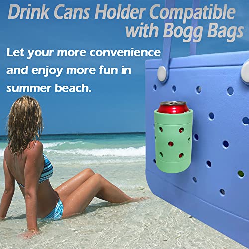 Ceyunsal Drink Cans Holder Charm Accessories Compatible with Bogg Bags Keep Water Bottles and Sunscreens Handy with Your Tote Bag Black (Green)