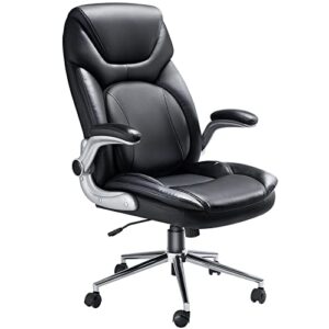 huanuo leather office chair, executive computer desk chair, executive office chair with adjustable flip-up arms, leather desk chair with lumbar support