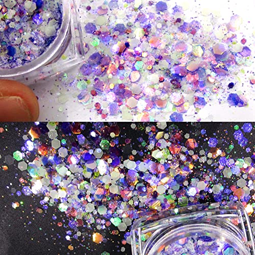 12 Colors Night Glow Chunky Glitters Flakes Luminous Neon Powder Glitter Sequins for Acrylic Nails/Crafts/Resin/Makeup/Festival/Slime