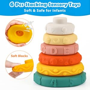 Baby toys for 6 to 12 Months Sensory Montessori Toys for 1 Year Old, Pull String & Stacking Toys for Early Development, Teething Travel Toys for Car Seat, Gifts for Infant 8 9 12 18 Months Toddler 1 2