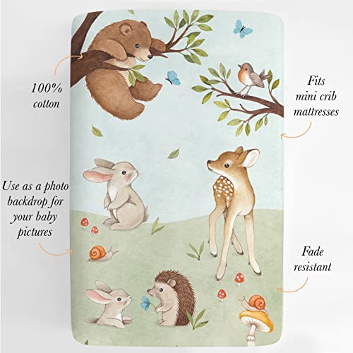 Mini Crib Sheet, Pack n Play or Playard Crib Sheet by Rookie Humans: 100% Cotton Sateen. Use as a Photo Background for Your Baby Pictures. Fits Mini Crib Size (38x24 inches) (Enchanted Forest)