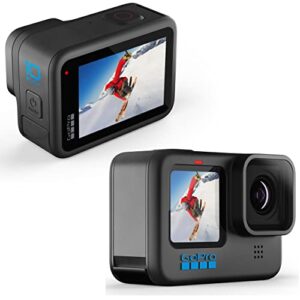 gopro hero10 black - e-commerce packaging - waterproof action camera with front lcd and touch rear screens, 5.3k60 ultra hd video, 23mp photos, 1080p live streaming, webcam, stabilization (renewed)
