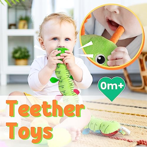 LIGHTDESIRE Baby Toys Musical Caterpillar,Infant Toys Stuffed Animal Toys with Ruler Design and Ring Bell,Baby Teething Toys for Tummy Time Newborn Boys Girls 0 3 6 12 Months(Green)