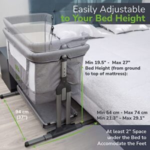 Ocodile Baby Bedside Sleeper, Cosleeping Baby Bed with Adjustable Height, Extra Storage and Integrated Wheels. Bassinets for Newborn Babies