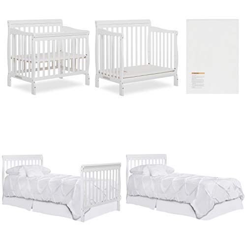 Dream On Me Nursery Essentials Bundle of Dream On Me Aden Convertible 4-in-1 Mini Crib, Dream On Me Ashton Changing-Table, with a Dream On Me Sunset 3” Extra Firm Fiber Portable Crib Mattress