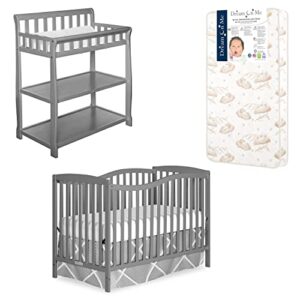 dream on me nursery essentials bundle of dream on me chelsea 5-in-1 convertible crib, dream on me ashton changing-table, with a dream on me twilight 5” 88 coil inner spring crib and toddler mattress