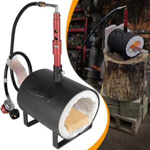 portable propane forge single burner, forging blacksmith tools equipment rolled steel large capacity oval forge for knife, farrier & tool making