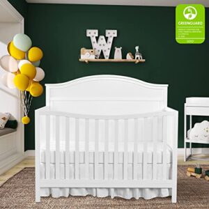 Dream On Me JPMA & Greenguard Gold Certified Grace 5 in 1 Convertible Crib Made with Sustainable New Zealand Pinewood in White, Non-Toxic Finish