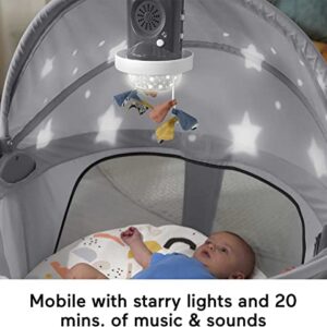 Fisher-Price Portable Baby Bassinet And Play Space Deluxe On-The-Go Projection Dome With Lights Music And Canopy, Paper Shapes