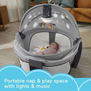 Fisher-Price Portable Baby Bassinet And Play Space Deluxe On-The-Go Projection Dome With Lights Music And Canopy, Paper Shapes