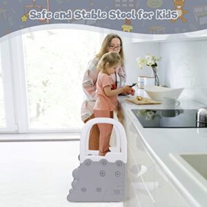 Toddler Step Stool for Bathroom Sink, Ronipic 2 Step Stools for Kids, Anti-Slip Stool for Kitchen Counter, Potty Training Toilet Stool with Handrail